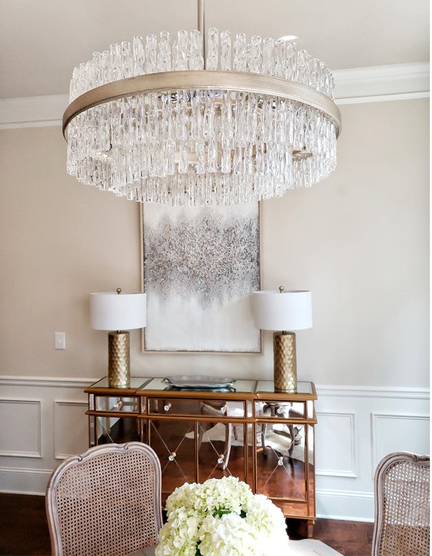 Chime Chandelier by Corbett Lighting - 8 Light, Dimmable, Clear Glass Tube Design, Silver Leaf Finish