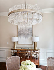 Chime Chandelier by Corbett Lighting - 8 Light, Dimmable, Clear Glass Tube Design, Silver Leaf Finish