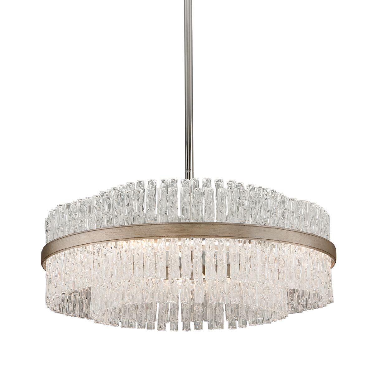 Chime Chandelier by Corbett Lighting - 8 Light, Dimmable, Clear Glass Tube Design, Silver Leaf Finish