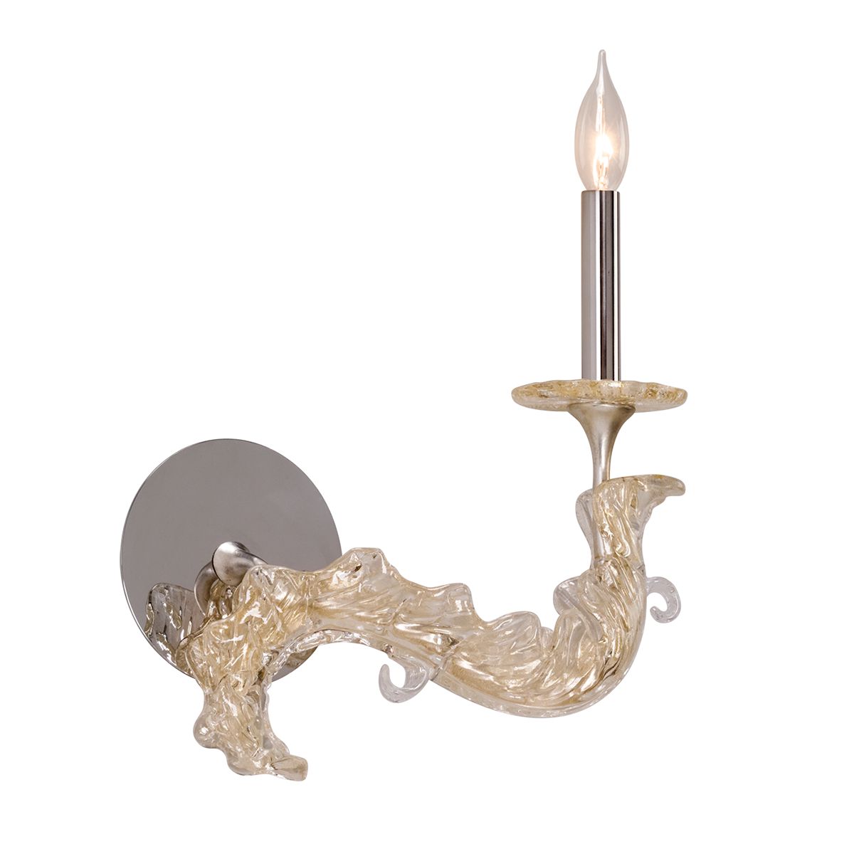 Cielo Sconce - Right Facing Wall Light by Corbett Lighting with Silver Leaf Finish, Dimmable, 14.75" Height