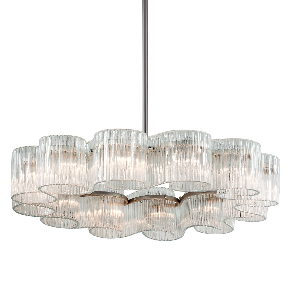 Circo 12-Light Medium Chandelier by Corbett Lighting in Warm Silver Leaf with Venetian Glass Shades