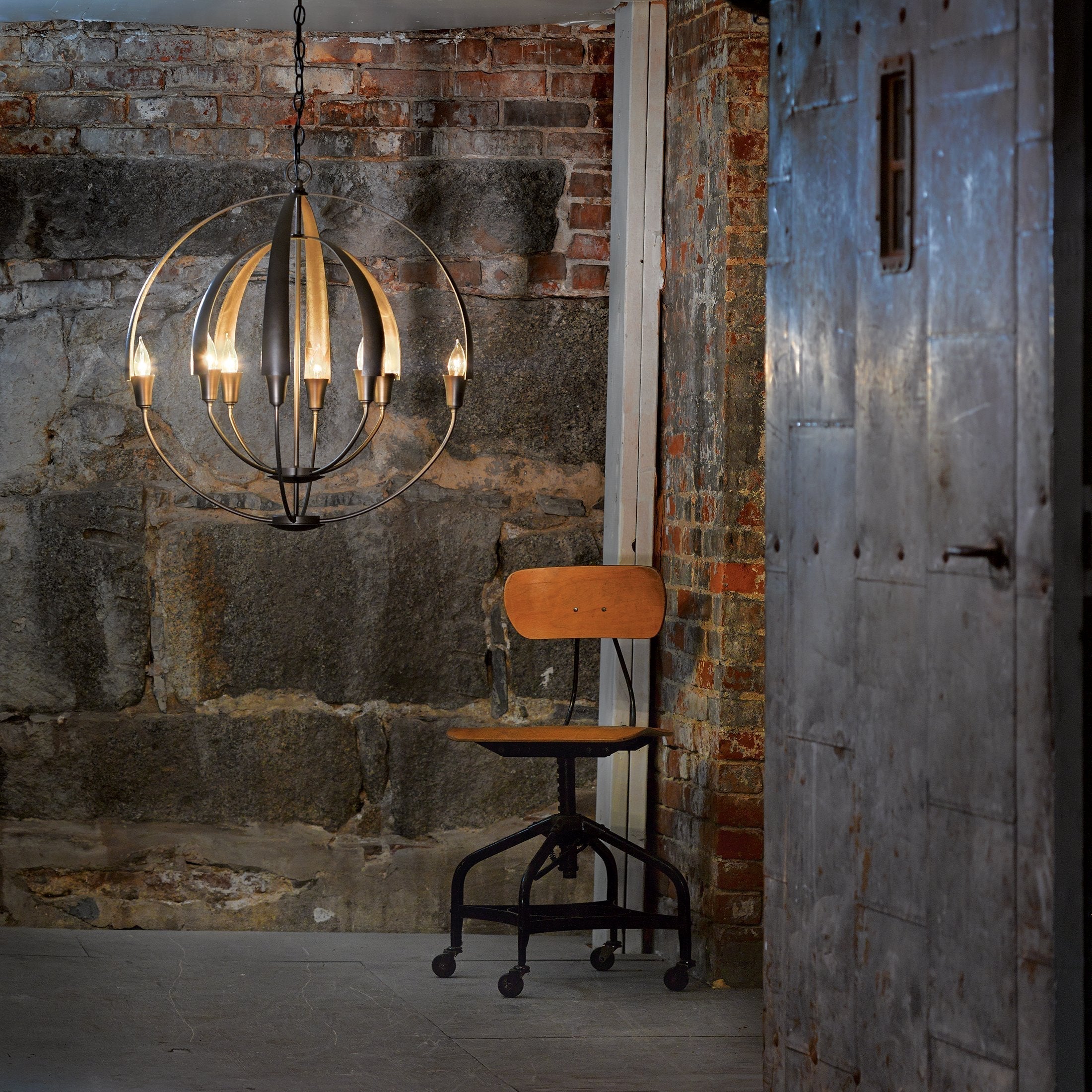 Cirque Large Chandelier by Hubbardton Forge, Handcrafted Steel, Dimmable, 8-Bulb Design