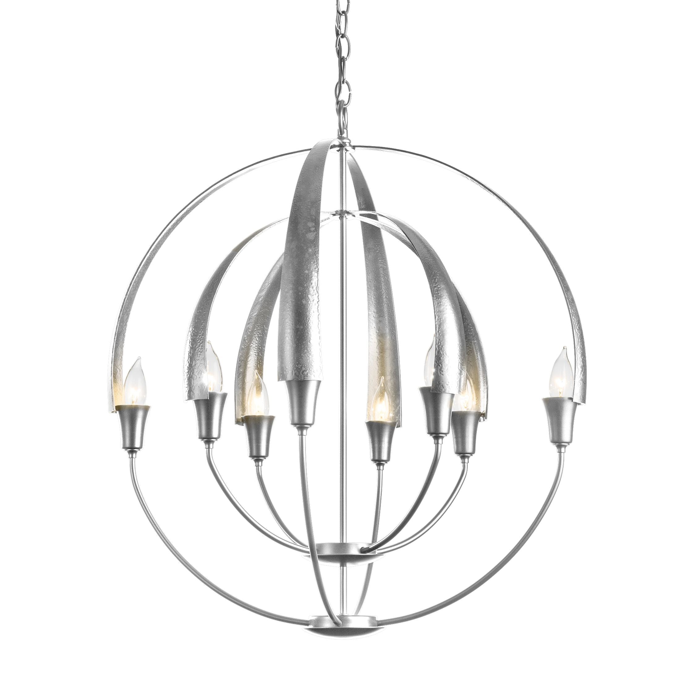 Cirque Large Chandelier by Hubbardton Forge, Handcrafted Steel, Dimmable, 8-Bulb Design