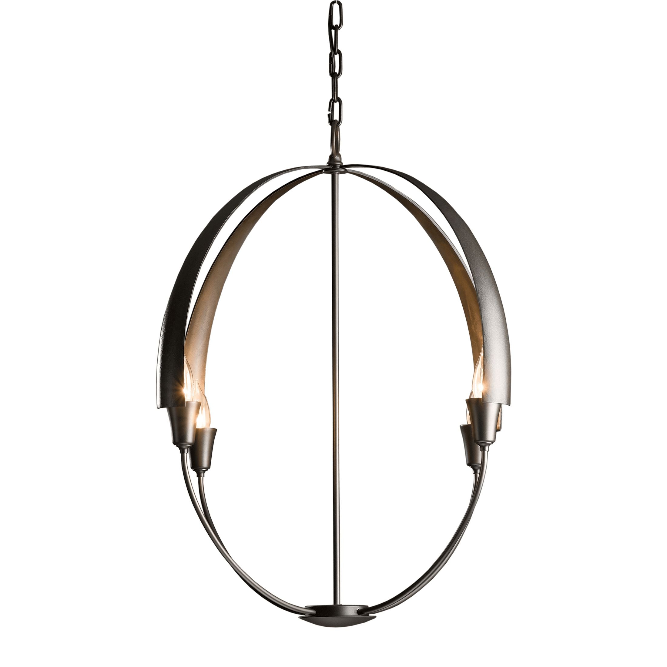 Cirque Large Chandelier by Hubbardton Forge, Handcrafted Steel, Dimmable, 8-Bulb Design