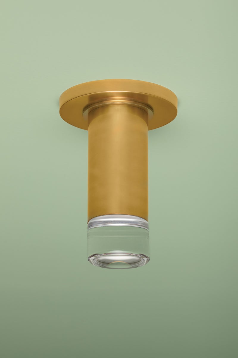 Claudie Flush Mount Light by Mitzi H900501-AGB, Dimmable, Aged Brass Finish, Crystal Shade