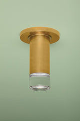 Claudie Flush Mount Light by Mitzi H900501-AGB, Dimmable, Aged Brass Finish, Crystal Shade