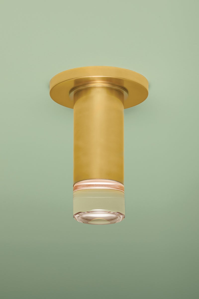 Claudie Flush Mount Light by Mitzi H900501-AGB, Dimmable, Aged Brass Finish, Crystal Shade