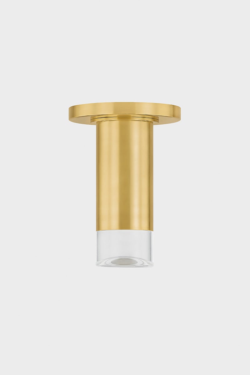 Claudie Flush Mount Light by Mitzi H900501-AGB, Dimmable, Aged Brass Finish, Crystal Shade