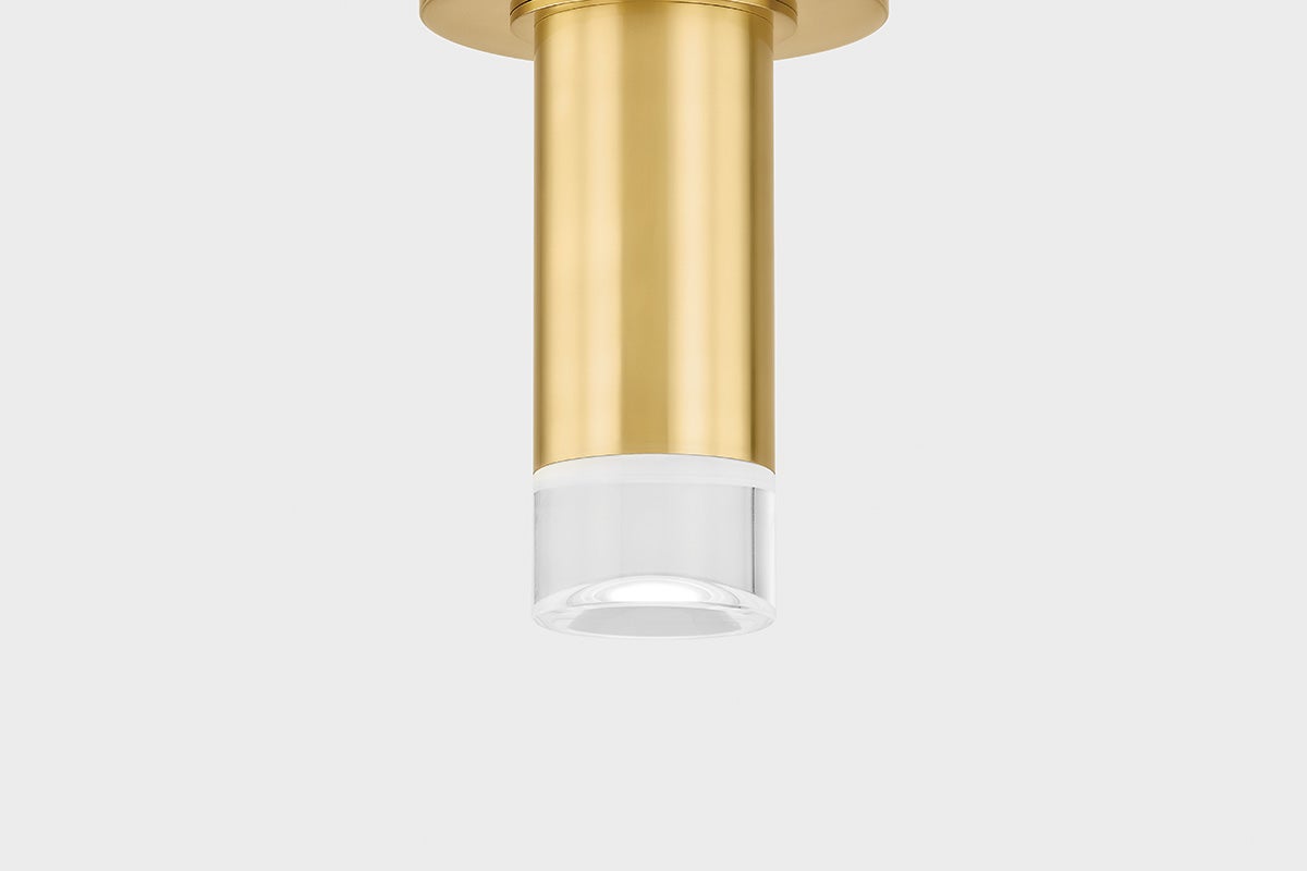 Claudie Flush Mount Light by Mitzi H900501-AGB, Dimmable, Aged Brass Finish, Crystal Shade