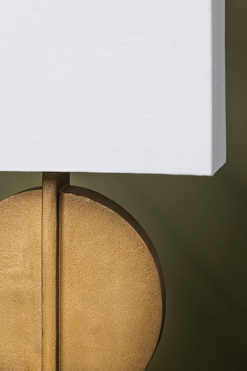 Colma Table Lamp 26" Tall by Troy Lighting, Patina Brass Base, Dimmable White Linen Shade