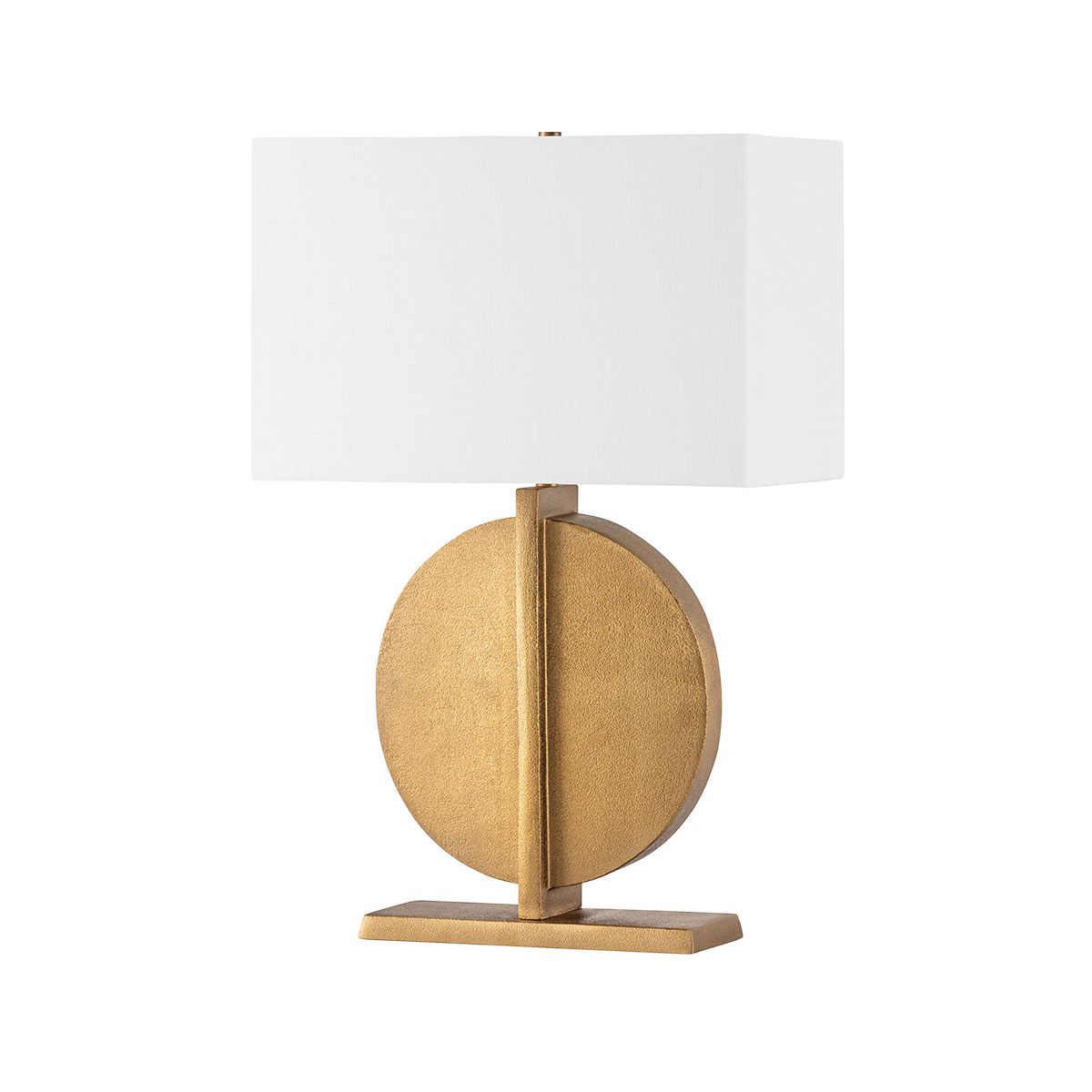 Colma Table Lamp 26" Tall by Troy Lighting, Patina Brass Base, Dimmable White Linen Shade