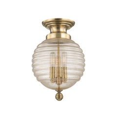 Coolidge Ceiling Light 3-Light Flush Mount Fixture Aged Brass and Clear Glass Shade by Hudson Valley Lighting