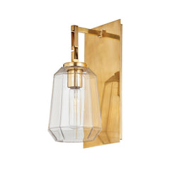 Copenhagen Sconce by Corbett Lighting, 13.5”H, Dimmable, Clear Faceted Glass, Black Brass or Vintage Brass