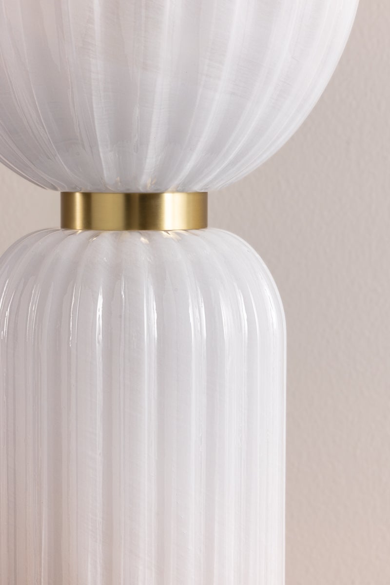 Mitzi Cordelia Table Lamp - Dimmable Cloud Glass Shade, Aged Brass Base, 16.75 Inches