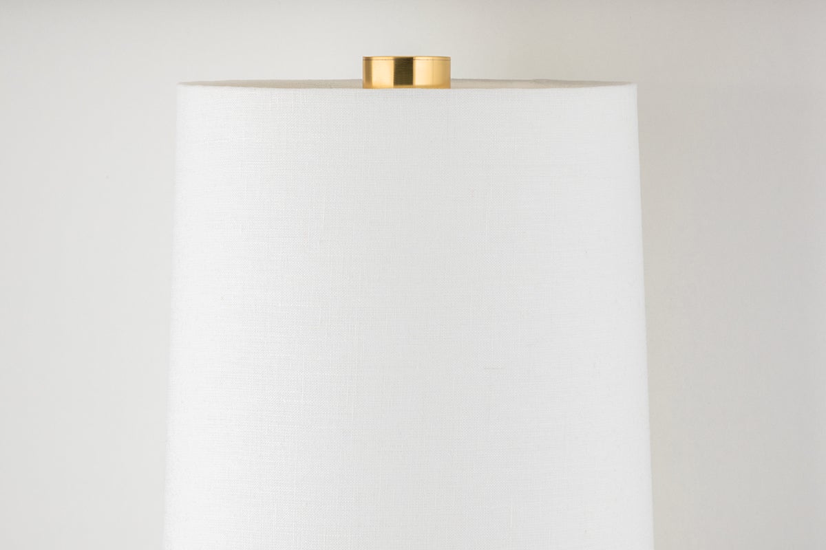 Cormoran Sconce 59.75" Tall by Corbett Lighting - Vintage Brass, White Linen Shade, Dimmable