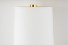 Cormoran Sconce 59.75" Tall by Corbett Lighting - Vintage Brass, White Linen Shade, Dimmable