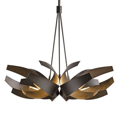 Corona Large Pendant Light by Hubbardton Forge, Handcrafted Steel & Frosted Glass, Dimmable 6-Bulb Fixture