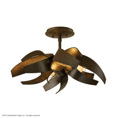 Hubbardton Forge Corona 3-Light Dimmable Semi-Flush Ceiling Fixture with Elegant Glass Shade