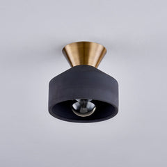 Covina 1-Light Ceiling Light Fixture by Troy Lighting in Ceramic Black and Patina Brass, Dimmable, UL Damp Rated