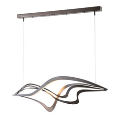 Hubbardton Forge Crossing Waves 1-Light LED Pendant, Hand-Forged Steel, Dimmable Warm Light, Multiple Finishes