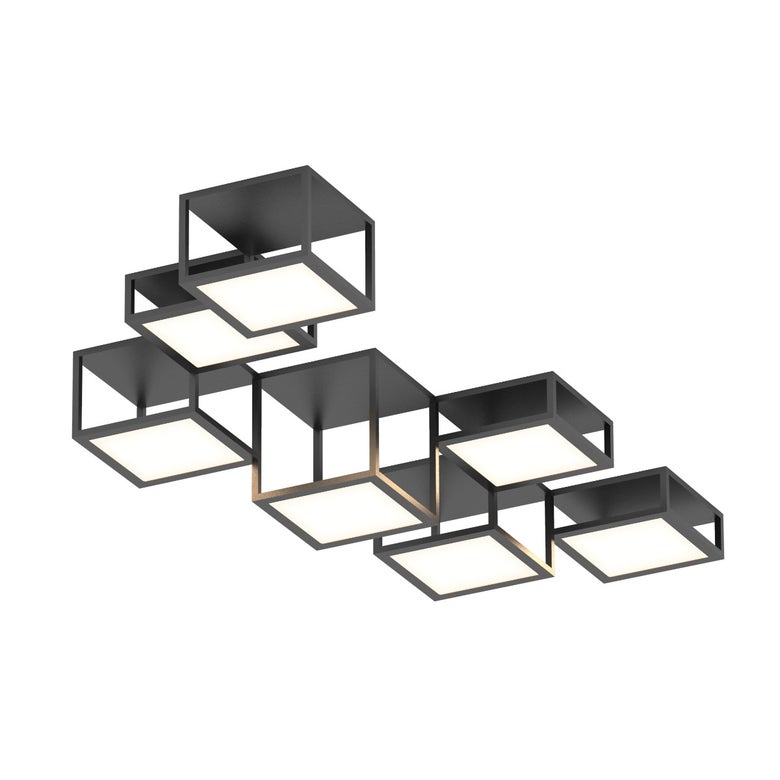 SONNEMAN Cubix 7-Light LED Surface Mount Fixture, Dimmable, 8100 Lumens, Satin Black, Damp Rated