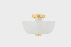 Dove 15" Flush Mount Ceiling Light With Aged Brass Finish & Bubble Glass Design by Hudson Valley Lighting