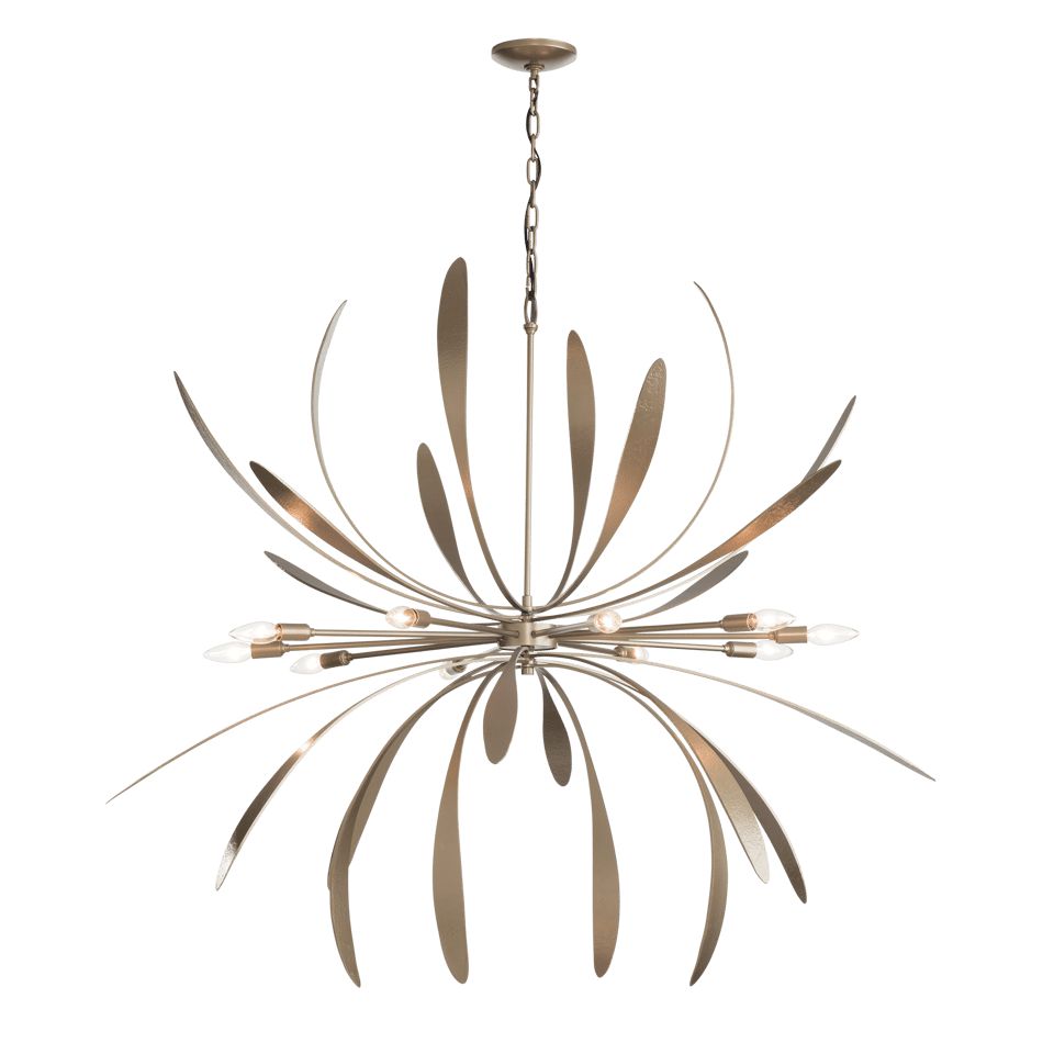 Dahlia Large Chandelier by Hubbardton Forge, 10 Bulbs, Hand-Forged Steel, Dimmable, Artful Design