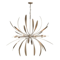 Dahlia Large Chandelier by Hubbardton Forge, 10 Bulbs, Hand-Forged Steel, Dimmable, Artful Design