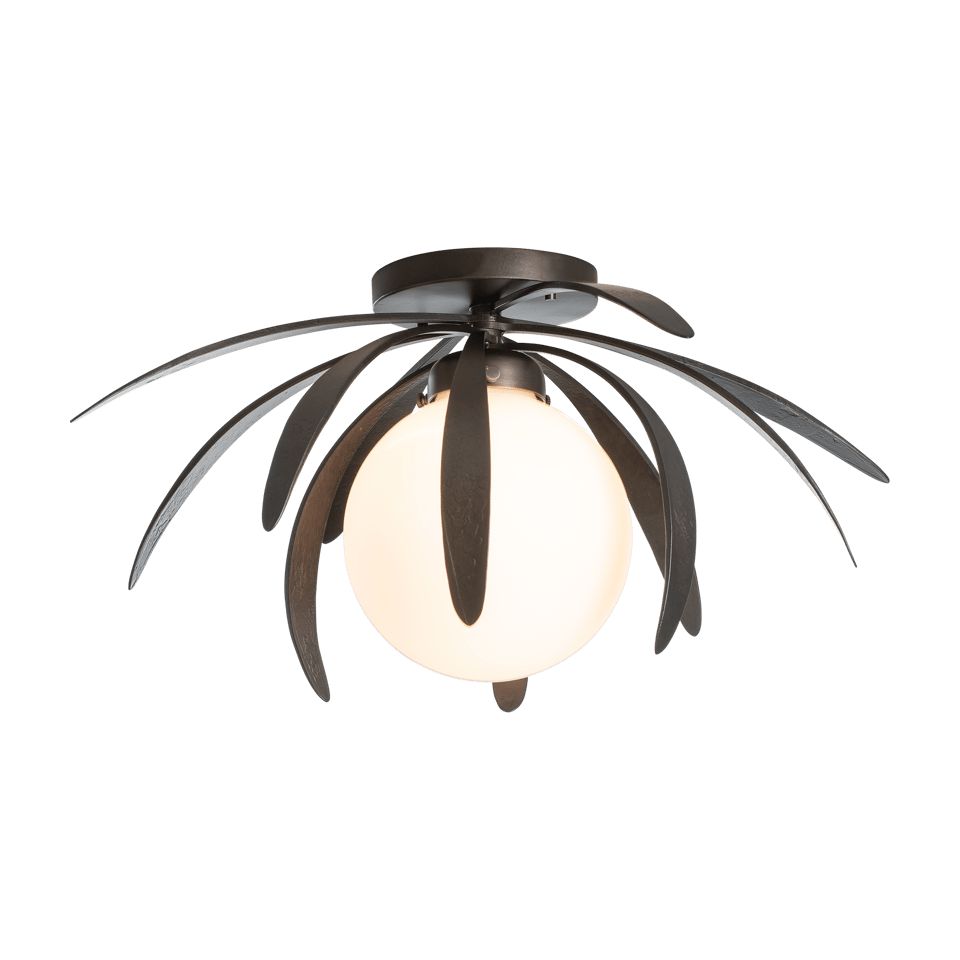 Dahlia Semi-Flush Mount Light Fixture by Hubbardton Forge, Handcrafted Steel Petals, Dimmable Options