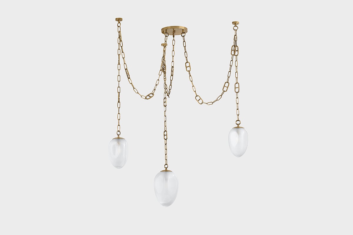 Daith Chandelier by Corbett Lighting 464-48-VB in Vintage Brass, Dimmable with Adjustable Height