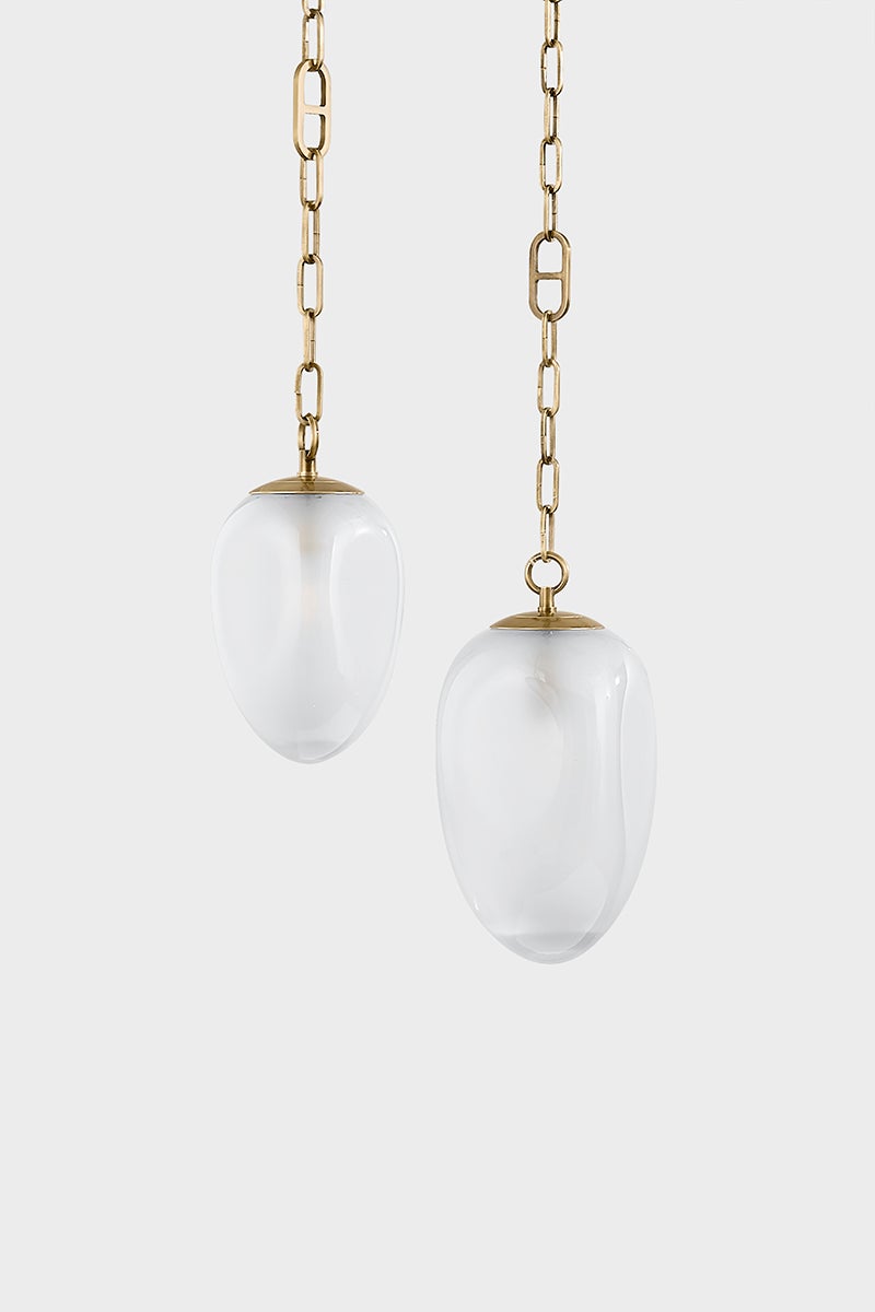 Daith Large Chandelier by Corbett Lighting, 61.25" Wide, Vintage Brass, Dimmable, Glass Shades