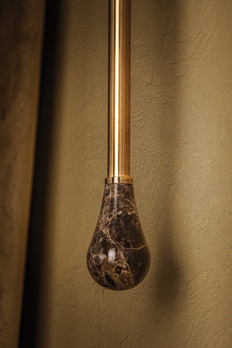 Corbett Lighting Daith Wall Sconce 464-01-VB, Dimmable, Vintage Brass Finish, Inspired by Sugarloaf Gemstone