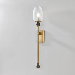 Corbett Lighting Daith Wall Sconce 464-01-VB, Dimmable, Vintage Brass Finish, Inspired by Sugarloaf Gemstone