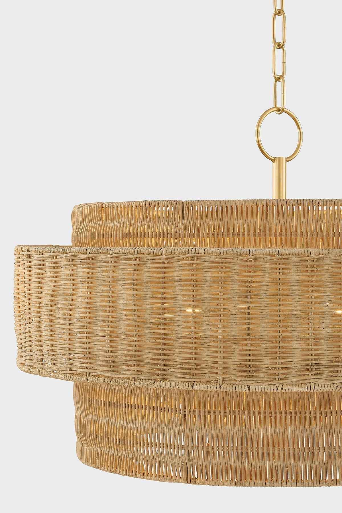 Danica Pendant Light by Mitzi with Woven Shade, Aged Brass Finish, Adjustable Height, Dimmable, UL Damp Rated