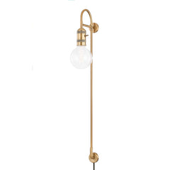 Dean Plug-In Sconce 35.5" Height By Troy Lighting - Elegant Patina Brass Finish, Dimmable Options