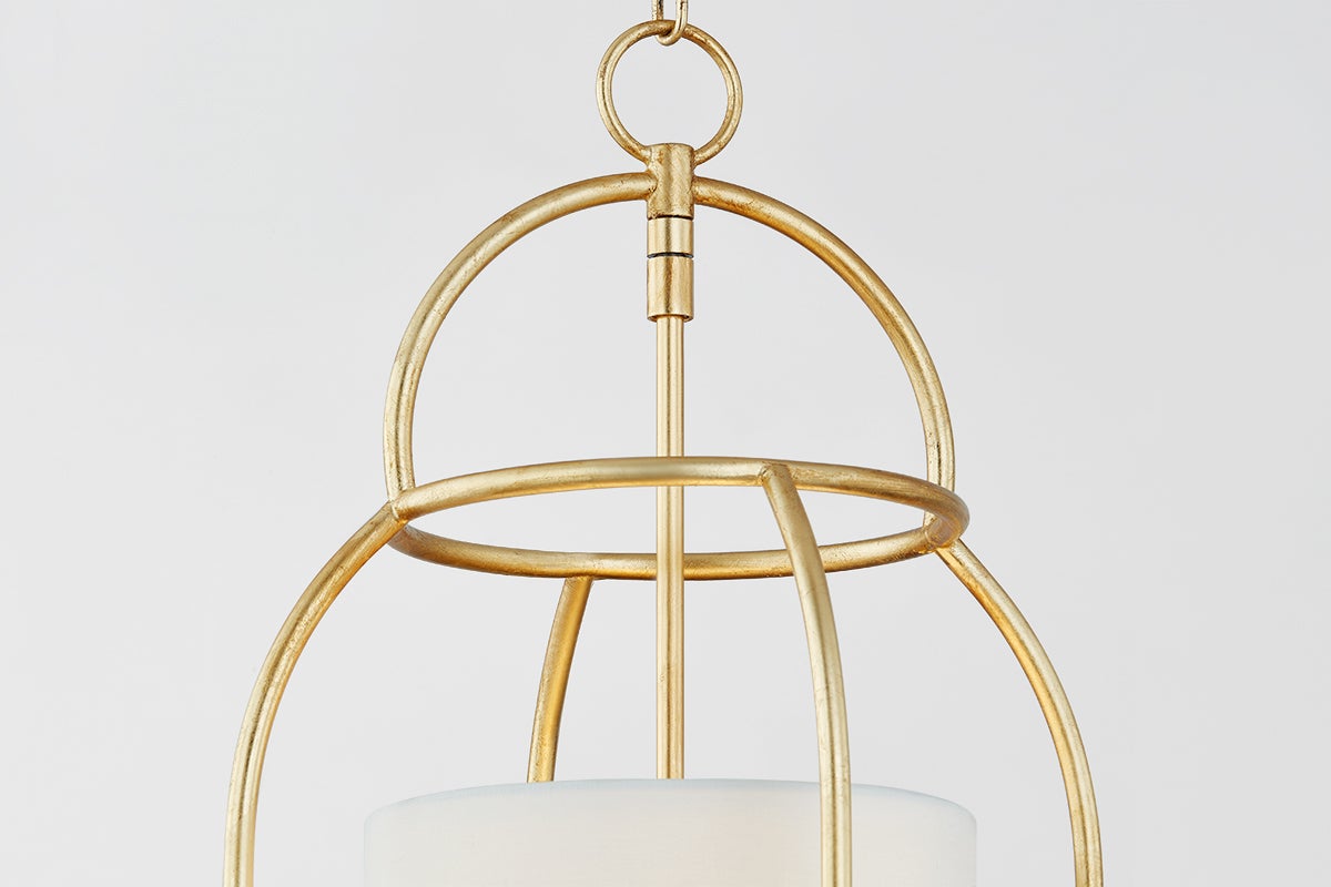 Mitzi Delia 3-Light Birdcage Lantern Pendant in Aged Iron or Vintage Gold Leaf, Dimmable, 21.5" Height