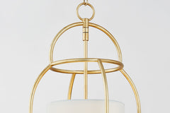 Mitzi Delia 3-Light Birdcage Lantern Pendant in Aged Iron or Vintage Gold Leaf, Dimmable, 21.5" Height