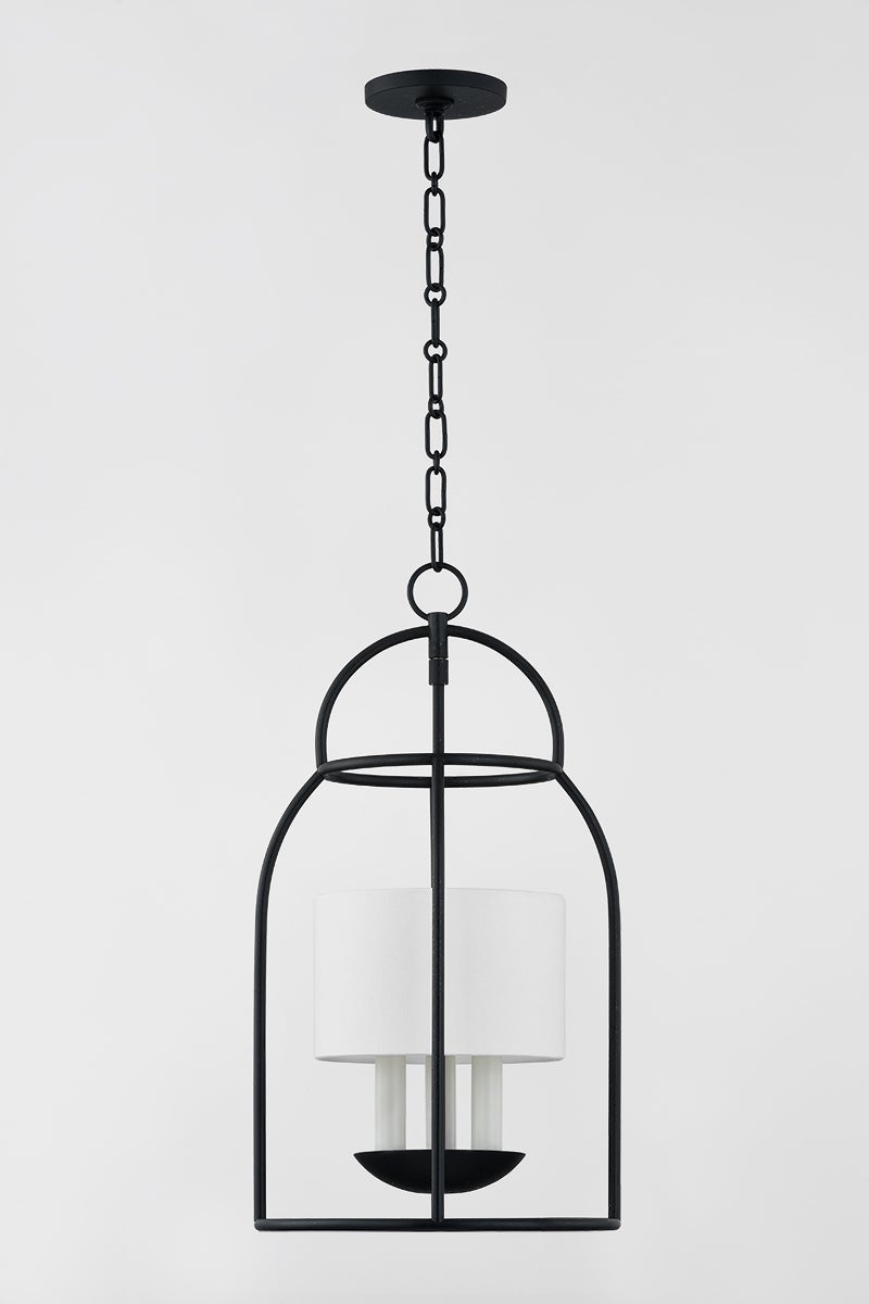 Mitzi Delia 3-Light Birdcage Lantern Pendant in Aged Iron or Vintage Gold Leaf, Dimmable, 21.5" Height