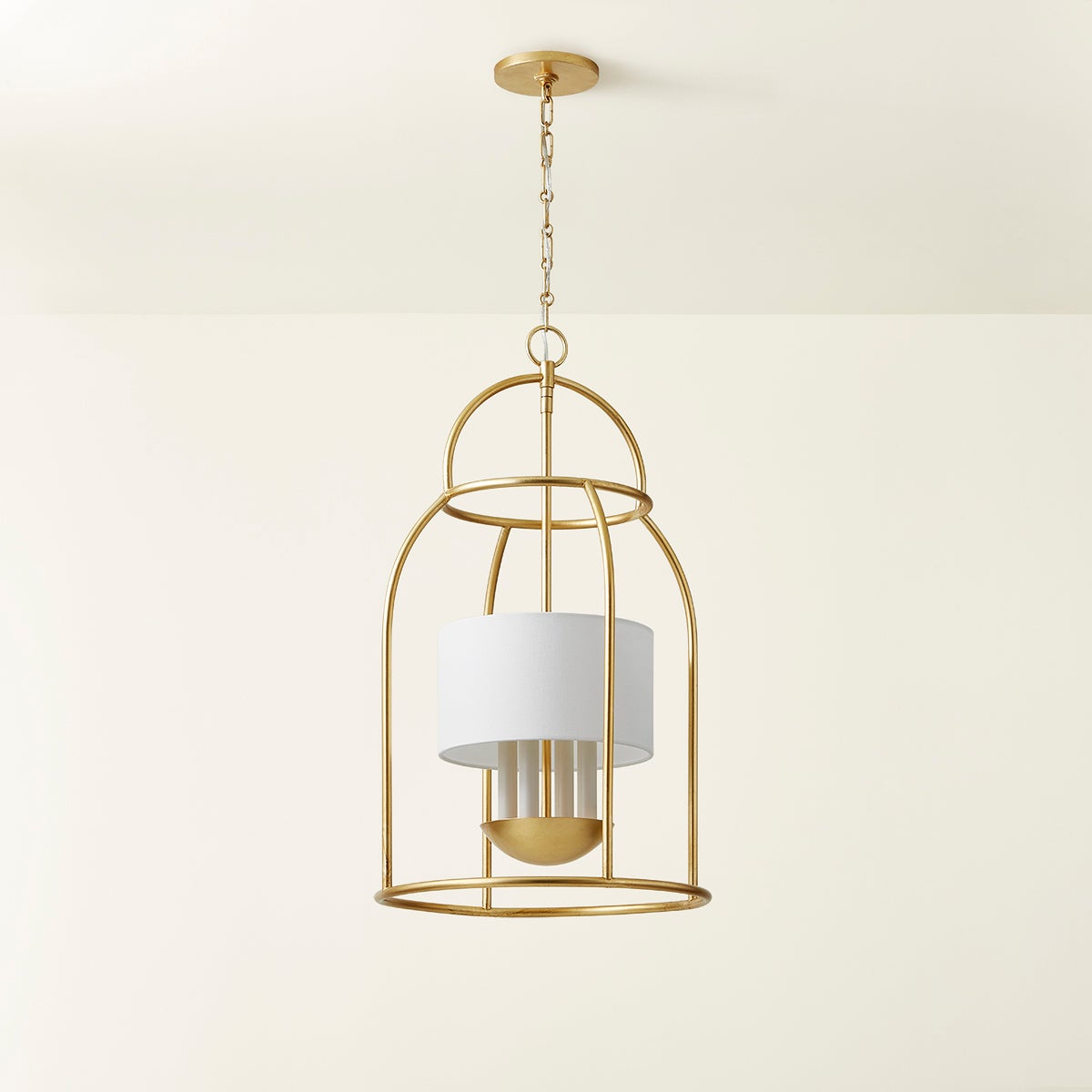 Mitzi Delia 4-Light Lantern in Aged Iron and Vintage Gold Leaf, Dimmable with E12 Bulbs, 29.75”H