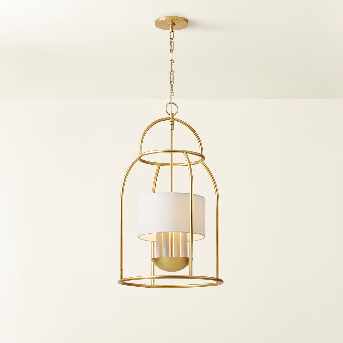 Mitzi Delia 4-Light Lantern in Aged Iron and Vintage Gold Leaf, Dimmable with E12 Bulbs, 29.75”H