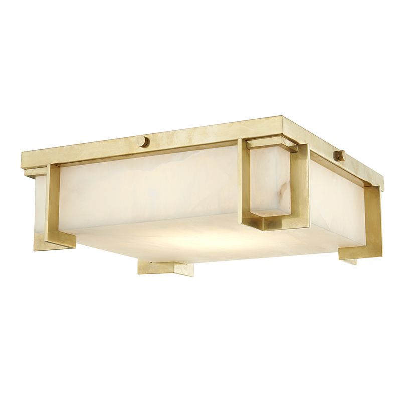 Hudson Valley Lighting Delmar Ceiling Light, 13.25" Alabaster Flush Mount, Dimmable, 650 Lumens