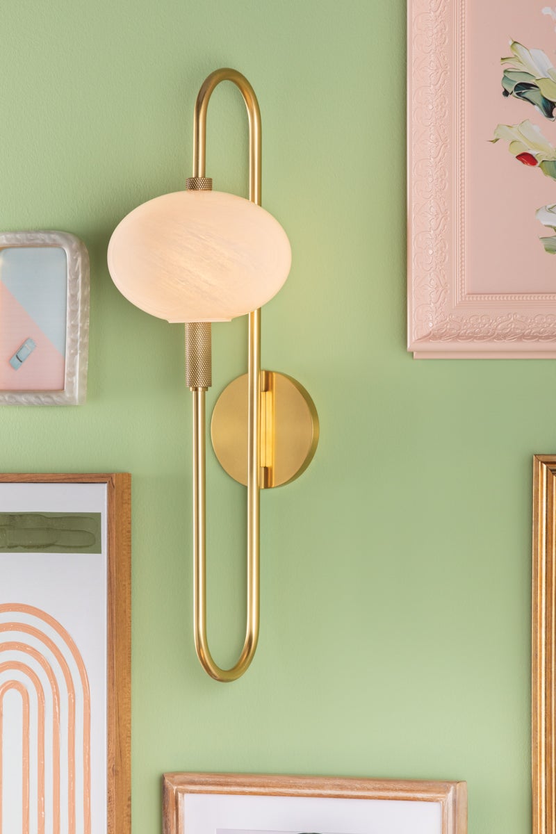 Mitzi Delphine 1-Light Aged Brass Wall Sconce With Dimmable Functionality And Vintage Charm