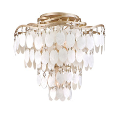 Dolce Semi-Flush Mount Ceiling Light by Corbett Lighting, Capiz Shell Shade, Dimmable, 4 Bulbs Required