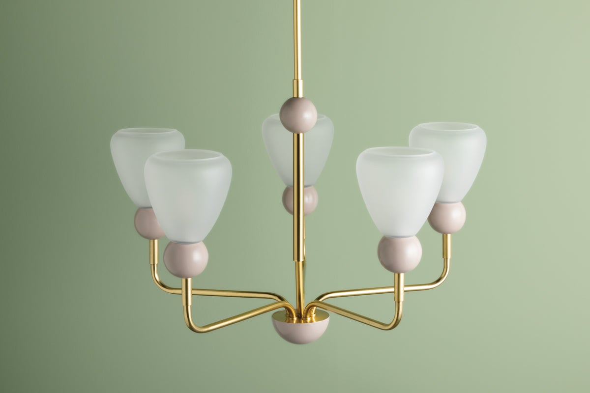 Doreen Chandelier by Mitzi - Aged Brass, Dimmable, Adjustable Height, UL Damp-Rated, 27.25" Width