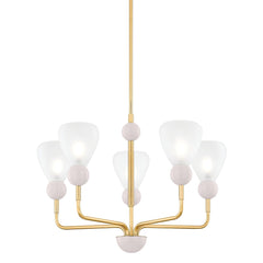 Doreen Chandelier by Mitzi - Aged Brass, Dimmable, Adjustable Height, UL Damp-Rated, 27.25" Width