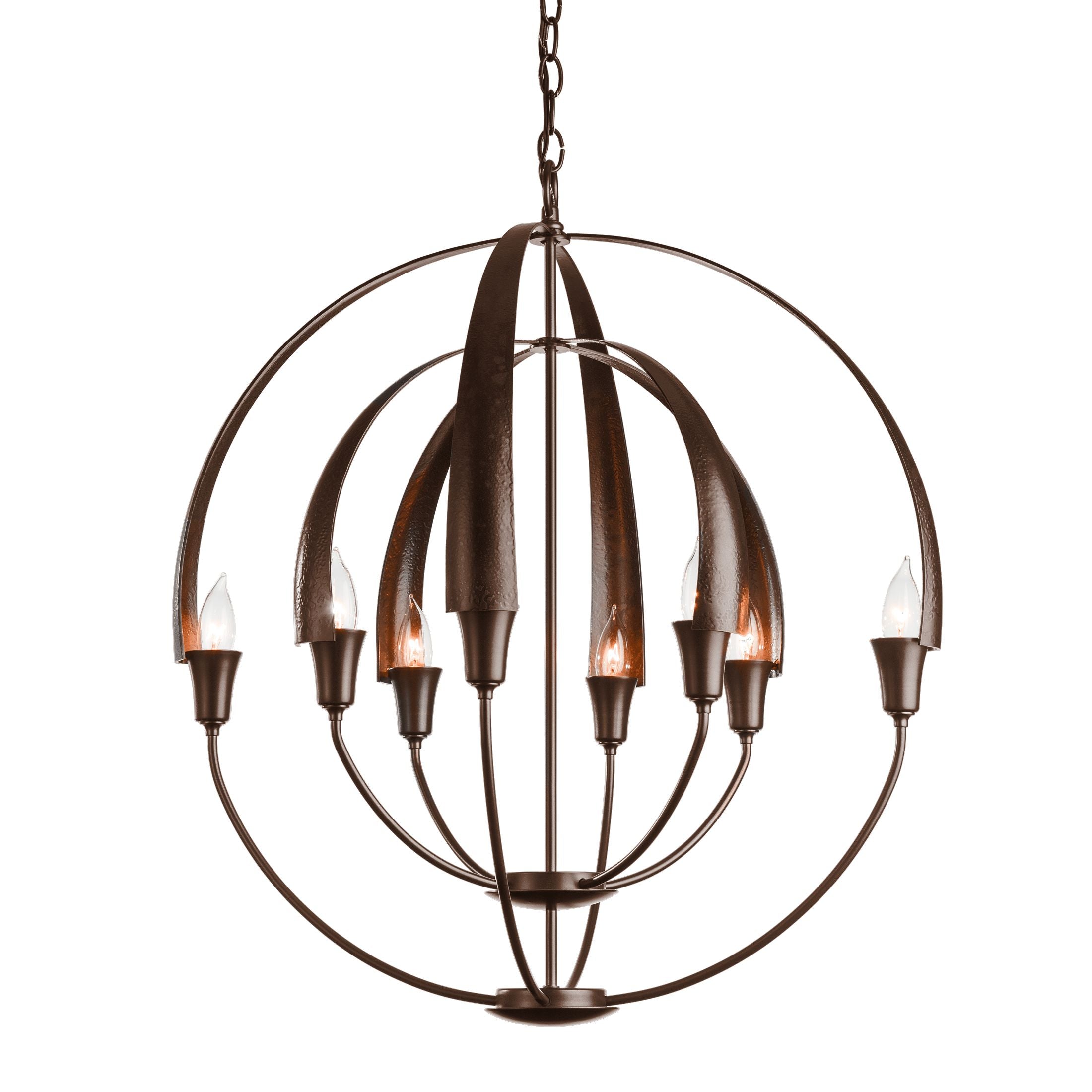 Double Cirque Chandelier by Hubbardton Forge, Handcrafted 6-Light Design, Dimmable, UL Damp Rated