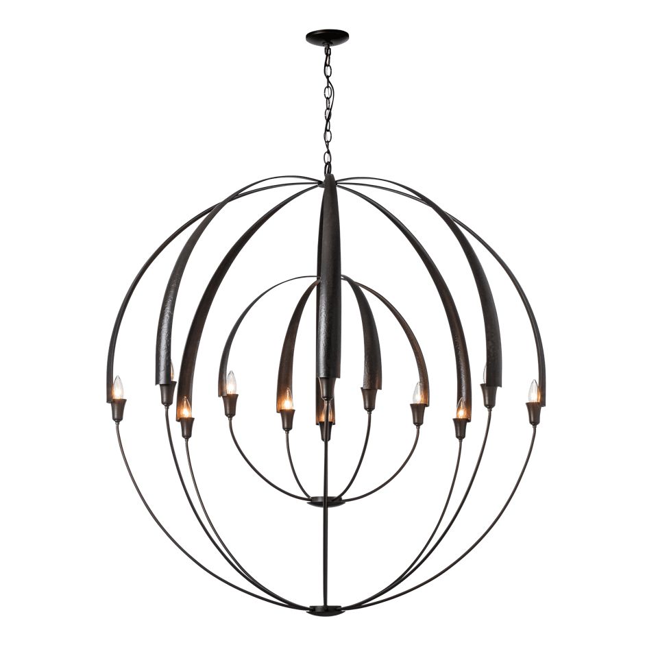 Double Cirque Chandelier by Hubbardton Forge, Handcrafted 6-Light Design, Dimmable, UL Damp Rated