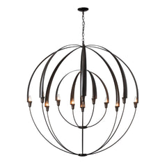 Double Cirque Chandelier by Hubbardton Forge, Handcrafted 6-Light Design, Dimmable, UL Damp Rated