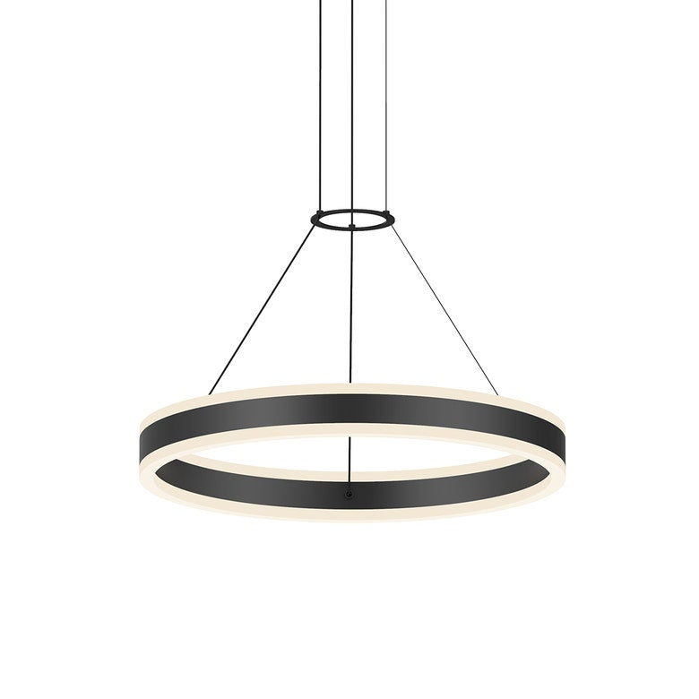 SONNEMAN Double Corona 24-Inch Dimmable LED Pendant Light in Bright Satin Aluminum or Satin Black