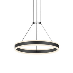 SONNEMAN Double Corona 24-Inch Dimmable LED Pendant Light in Bright Satin Aluminum or Satin Black